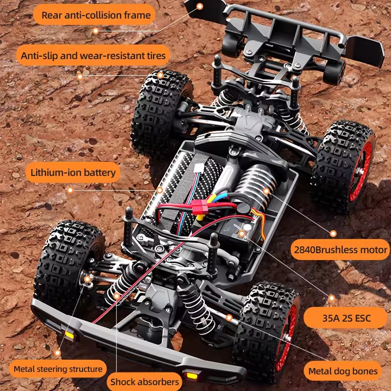 80KM/H Brushless RC Racing Car - огляд і ціна Running Gear Truck
